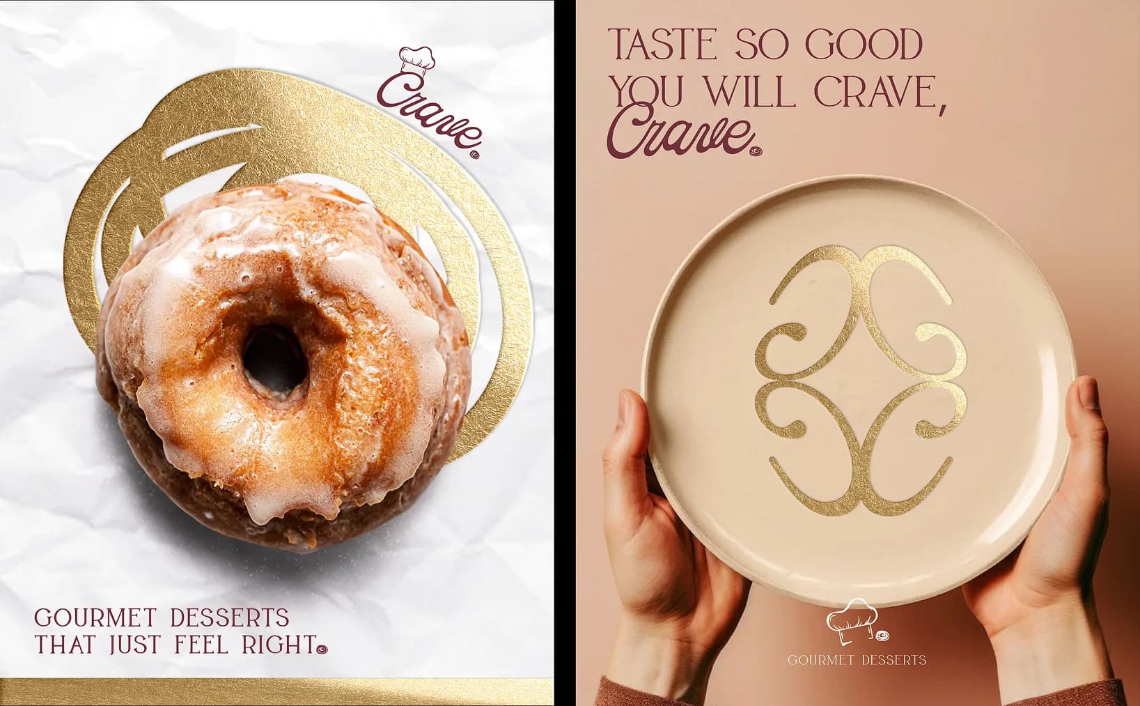 Gourmet desserts poster and taste so good plate campaign
