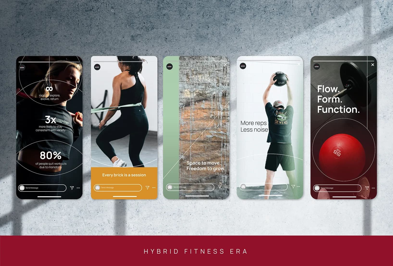HYFIT Instagram story templates for the Hybrid Fitness Era campaign