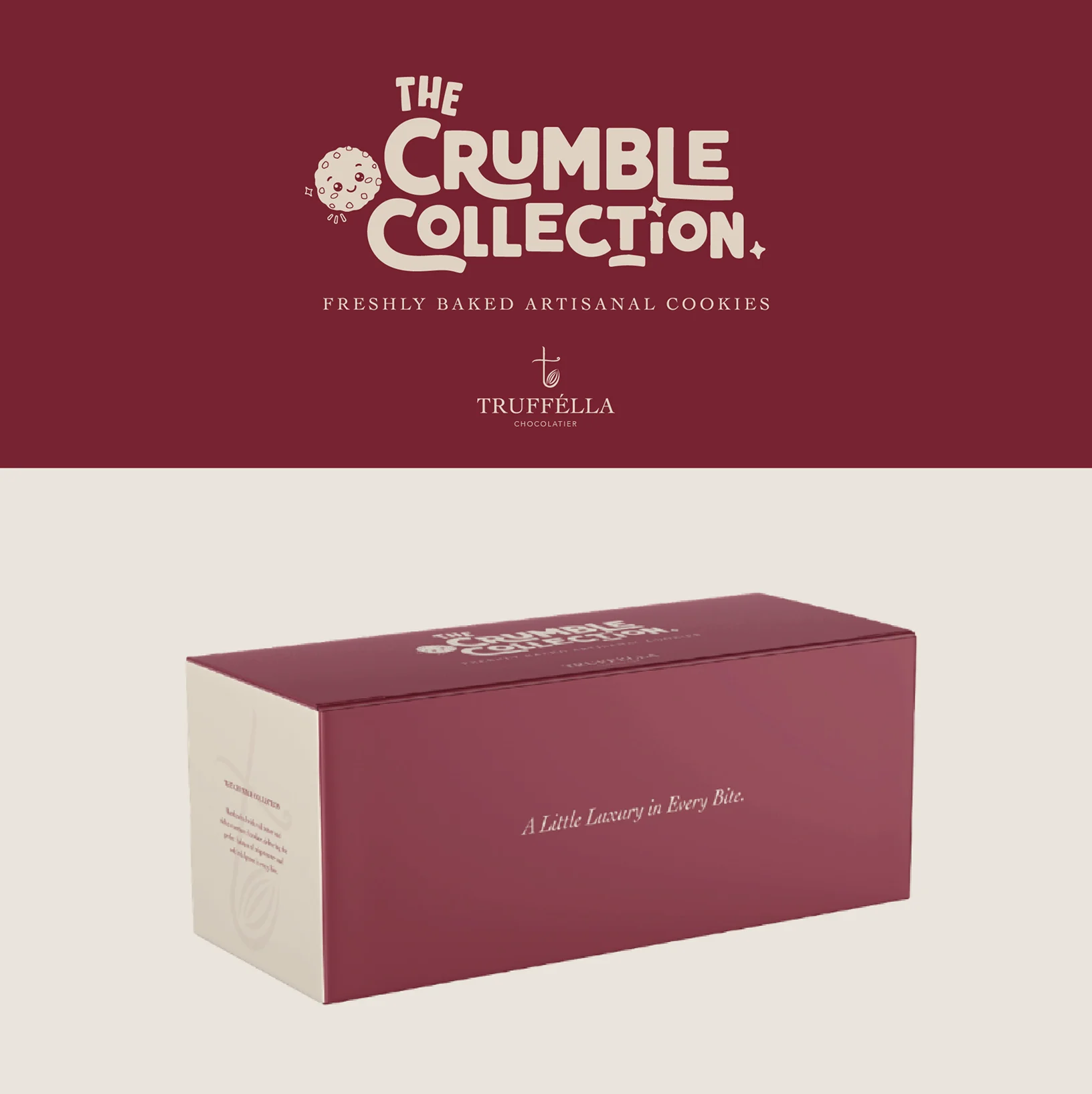 The Crumble Collection cookie box packaging