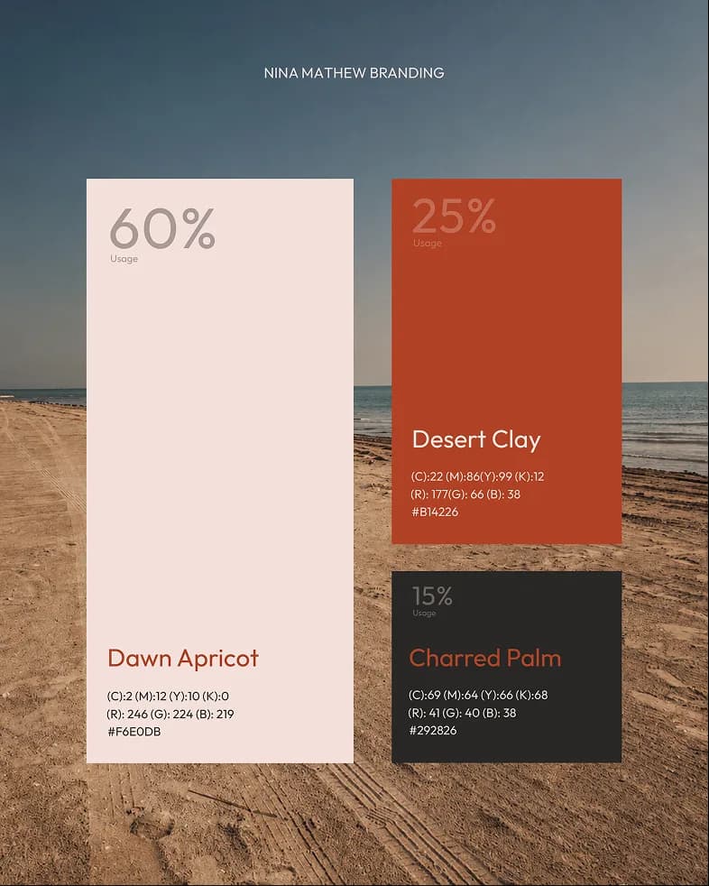 Nina Mathew brand color palette
