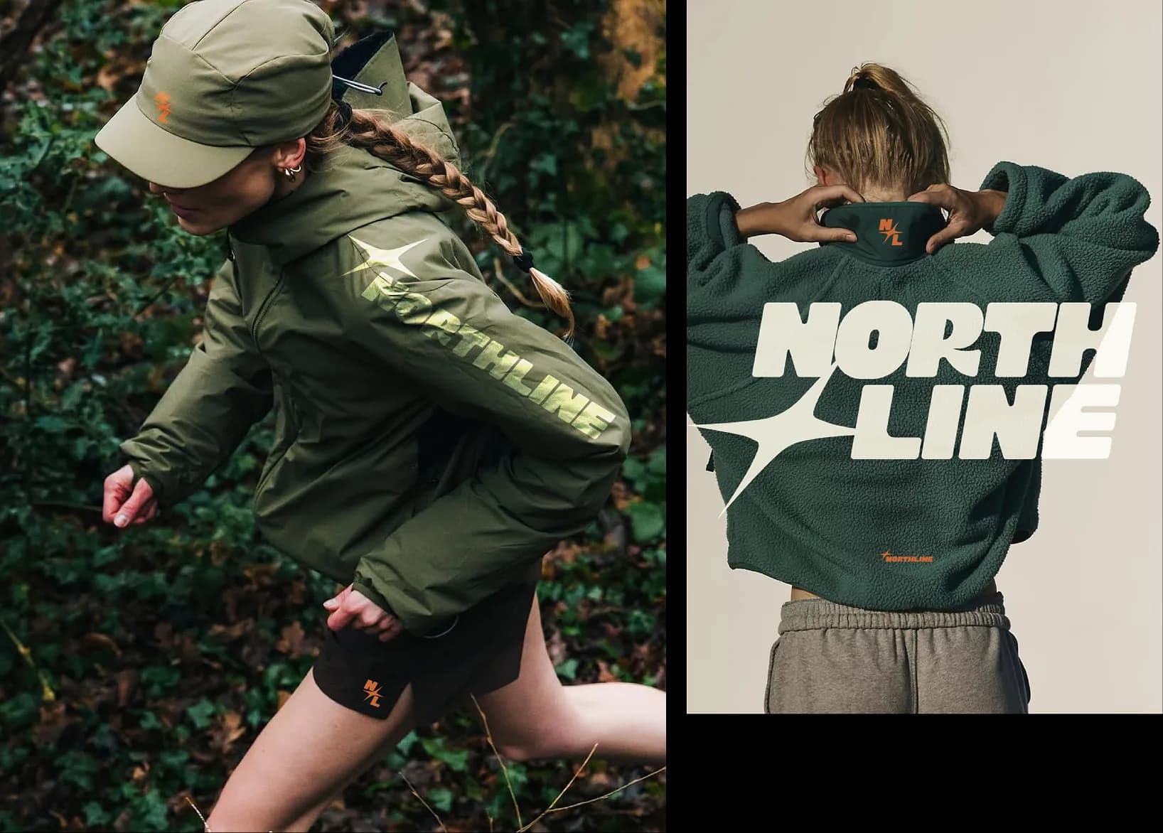 Northline jacket and fleece hoodie on models
