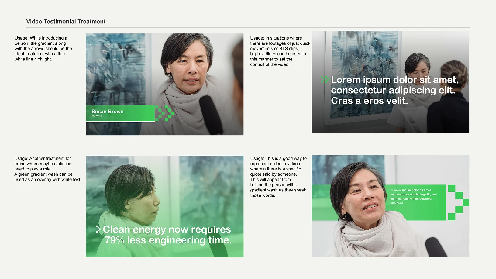 Video testimonial treatment style guide